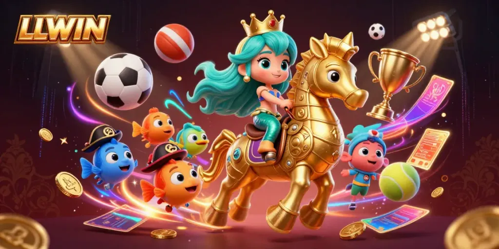 Experience the thrill of LLWIN with an engaging 3D mermaid-themed casino illustration.