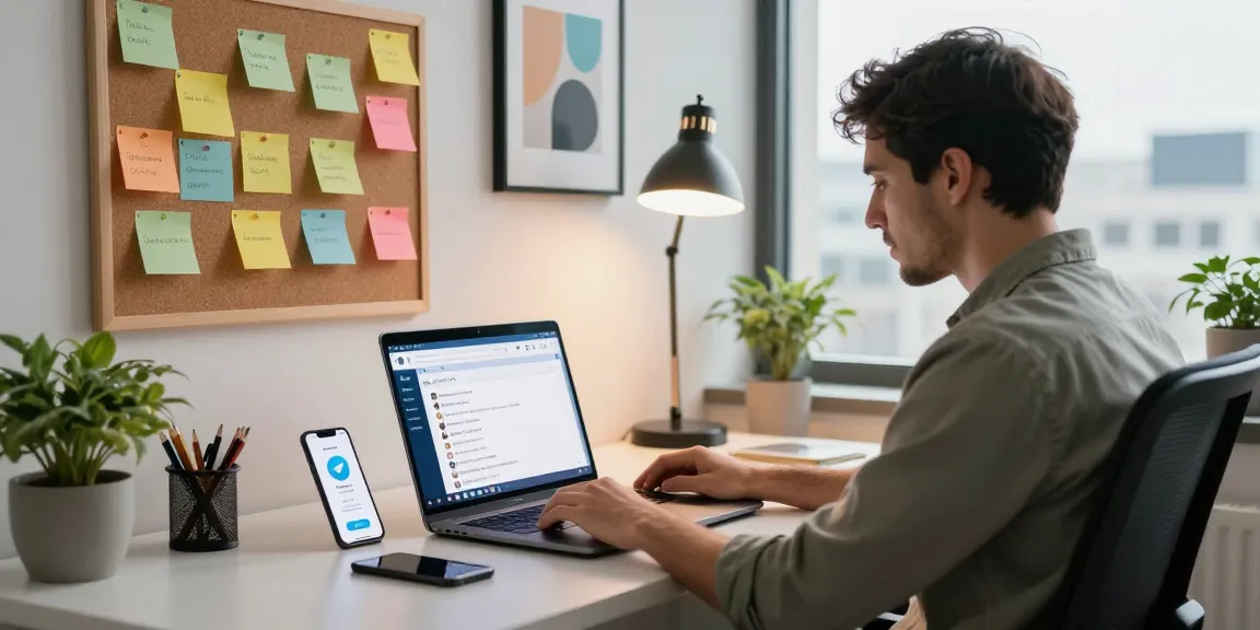Using the Telegram Web Version in a modern office workspace.