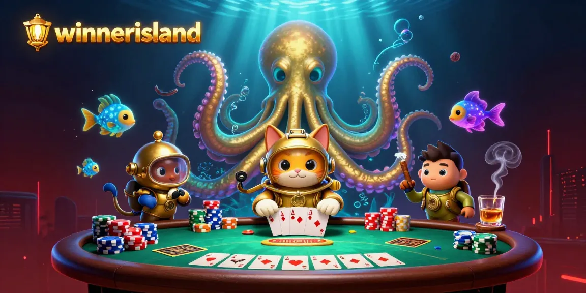 Engage in thrilling poker action at winnerisland with bioluminescent characters and casino elements.