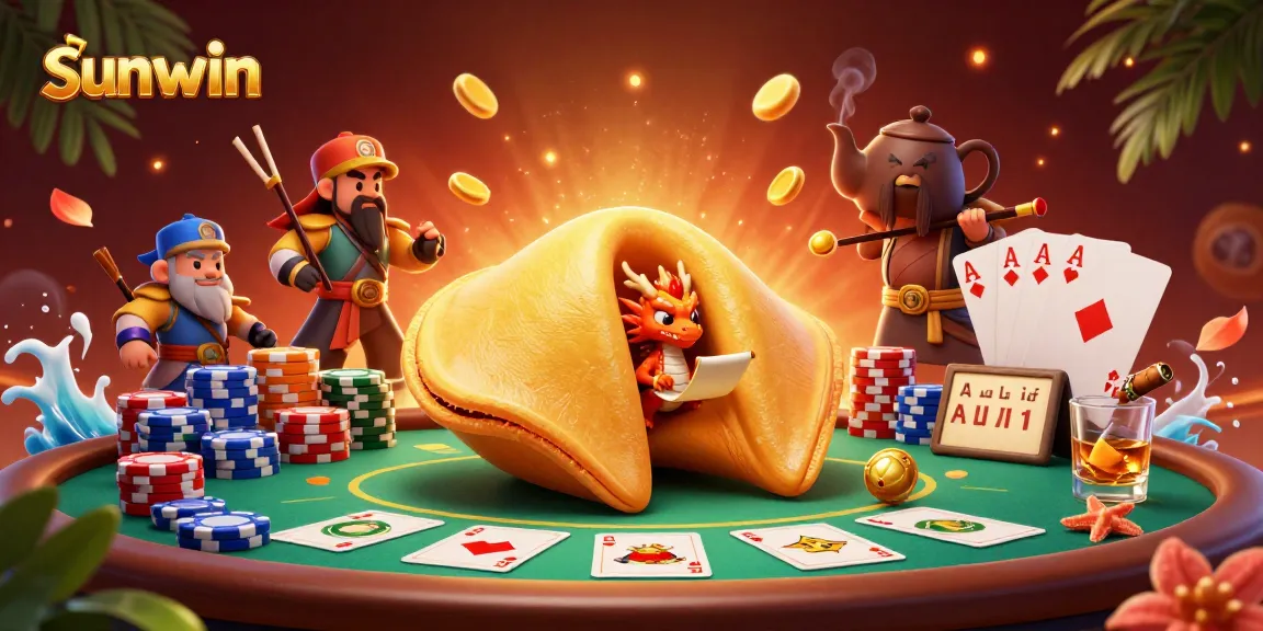 Experience thrilling winnings with sunwin's premium poker game elements amidst a magical 3D landscape.